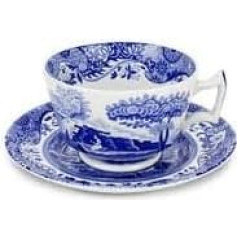 Spode Italienische Frühstückstasse mit Untertasse, Blau