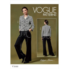 Vogue Patterns V1644E5 Sieviešu uzvalki un koordinātas Bikses Jumpsuits un šorti Sieviešu jakas un vestes Papīrs, balts, dažādi izmēri