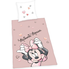 Herding Disney's Minnie Mouse gultasveļas komplekts, spilvendrāna 70 x 90 cm, segas pārvalks 140 x 200 cm, ar gludu rāvējslēdzēju, 100 % kokvilna / renforcé