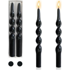 Gedengni Taper Candles with Black Candle - 2 Tall Twisted Candle Holders Long Spiral Tapered Candle Religion Taper Candle for Dinner Decoration Housewarming Party Gift Idea 25 cm 1D Black