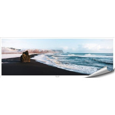 ARTBAY Island Plakāts HD XXL Panorama Art Print 118.8 x 42 cm Black Beach Reynisfjara Sea Landscape Nature Plakāts Premium Quality