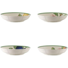 Villeroy and Boch French Garden Modern augļu bļodas, 4 bļodas, 24 cm, augstas kvalitātes porcelāns, baltas/daudzkrāsainas krāsas