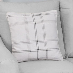 Sleepdown Printed Checked Filled Cushion Soft Dekoratīvais kokvilnas spilvens mājas dekoram Dīvāns Guļamistaba Automašīna 45cm x 45cm Natural