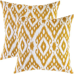 TreeWool Dekoratīvs kājslauķis (45 x 45 cm, melns) Ogee Ikat Diamant Design 100% Baumwolle (2 iepakojumi)