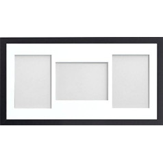 Frame Company Allington-Serie Bilderrahmen, 50,8 x 25,5 см, Collage-Bilderrahmen für 3 Fotos, Halterung für Bildergrößen 15,8X 13 cm - Schwarz/Weiß, MDF, Schwarz, 20 x 10-Inch