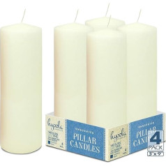 Hyoola Ivory Pillar Candles 7,5 x 22,5 cm - Nekoncentrētas sveces - 4 gabaliņi - sveces ar ilgu degšanas laiku Ražots ES