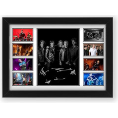 QUEENS OF THE STONE AGE LIMITED EDITION SIGNED AUTOGRAPH FANS GIFT COLLECTIBLE FANS SIGNED PRINT (FRAMED A4 (30x21cm))