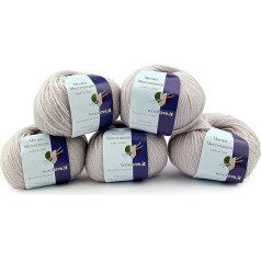 Tricot Cafè - Mercerizēta Merino vilna - 100% tīras vilnas dzija, ražota Itālijā - vilnas bumbiņas tamborēšanai Bēšs Ch. 7 5 gabali 250 g