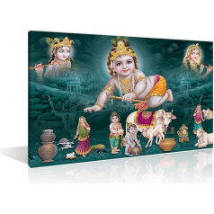 Lord Radha Krishna Kanvas Pictures, Sienas Māksla, Dievs Bal Krishna, Attēli, Dekorācija, 1 gabals Hindu Dievs, Melns un balts, Plakāti un izdrukas, Gatavs pakārt, 40.6 x 61 cm (W x H)