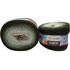 Yarnart Flowers 500 g Bobbel vilnas gradients 55% kokvilna Bobble vilna daudzkrāsains (Green Beige 311)