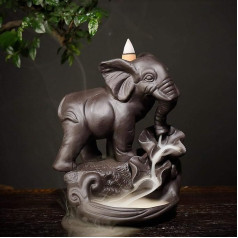 XUDREZ Handmade Backflow Incense Sticks Cute Ceramic Elephant Burner Waterfall Incense Holder Home Fragrance