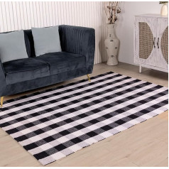 RAJRANG Buffalo Plaid Checked Doormat neslīdošs mazgāšanas osta melns balts paklājs ieejas mājas dekoram 152 x 91 cm