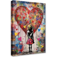 Tucocoo Ģimenes sienas dekori Banksy Street Love Pictures Krāsains grafiti gleznas 1 gabals audekls Little Girl Pop Art Modern Art Darbs Mājas dekori dzīvojamā istaba Koka rāmis gatavs