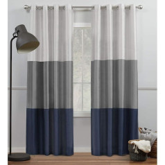 Exclusive Home Chateau Navy Blue Grey Stripe mākslīgā zīda aizkaru pāris 54