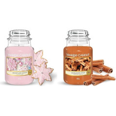 Yankee Candle aromātiskā svece stiklā (liela) | Sniegpārsliņu cepumi | Degšanas laiks līdz 150 stundām & aromātiskā svece stiklā (liela) - kanēļa standziņa