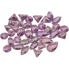 Brillabenny 36 dzīvoklis akmeņi Šūšana Crystal Rhinestone formas Mix Double Hole slidošana kleita līgava (violeta)