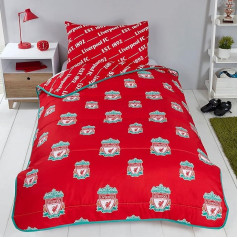 Coco Moon Oficiālais Liverpool FC Soft Reversible vienvietīgās segas pārvalka komplekts - mazgājams veļas mazgājamā mašīnā ar spilvendrānām bērniem kempingiem un nakšņošanai - 4,5 Tog