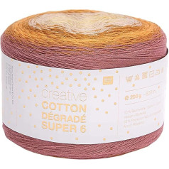 Rico creative Bobbel Cotton Degrade Super 6, krāsa 004, 200 g Bobbel ar smalku krāsu gradientu, apmēram 800 m gradientu dzijas