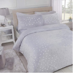 Sleepdown DUVET COVER SET WITH PILLOWCASCHES DOUBLE SIZE 200 X 200 CM GREY WHITE DOT