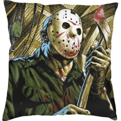 Pludmales pietura Jason Voorhees Friday 13th Halloween Horror Movie Scary Cushion Cover | Unique Home Decoration Inspo Gift Idea | 45x45cm | Jason Voorhees Portrait