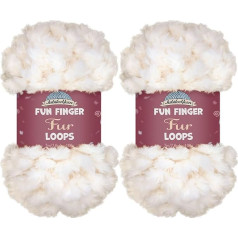 JubileeYarn Fun Finger Fur Loops dzija - Poliestera dzija - 200g/Ball - Balta - 2 bumbiņas