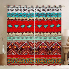 Etniskie eksotiskie bohēmiskie aizkari guļamistabai Boho eksotiskais stils Mīksts viegls krāšņs Dienvidrietumu logu apstrāde Guļamistabas apdare Krāsains W46xL54 2 paneļi