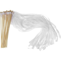 PATIKIL Lūku nūjiņas Fairy Sticks 50 Pack Lace Silk Fairy Wand Wall Shipping Streamers for Wedding Party Birthday Holiday Celebrations White