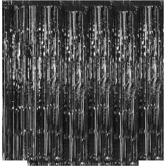 5 melnu folijas bārkstīm aizkaru fona komplekts, 1x2,5 m metālisks folijas bārkstīm aizkaru fons, fona čūskas Helovīnam, Ziemassvētkiem, aizkariem, ballīšu dekorēšanai (melns)