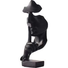 Modern Thinking Statue, Keep Silence Home Abstract Art Figure, vīriešu figūra Skulptūras Dekoratīvie objekti Piano Desktop Decor for Creative Room Home Office Study Decor (Black)