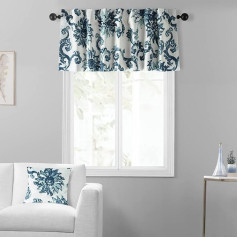 HPD Half Price Drapes PRTW-VLD40-19 Kokvilnas logu lambrekens Indonēzijas apdruka 50 x 19 cm Indonēzijas zils