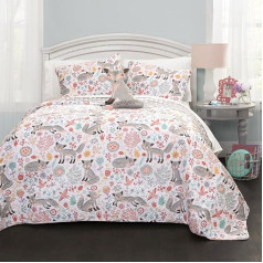 Lush Decor Pixie Fox Wende-Bettwäsche-Set, 4-teilig, Grau/Rosa, Queen-Size-Bett