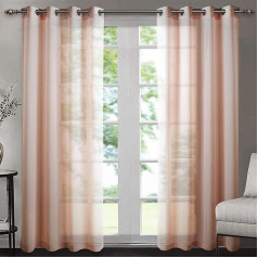 Singinglory Voile aizkari 2 paneļi ar Tiebacks Solid Eyelets Linen Look Semi-Transparent Window Treatment Drop 2 krāsu opcijas