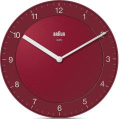 Braun Classic analogais sienas pulkstenis Quiet Quartz Movement Easy Read Dial 20cm diametrs, sarkans, modelis BC06R