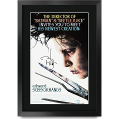 HWC Trading Edward Scissorhands A3 Framed Signed Printed Autographs Picture Print Photo Display Gift For Johnny Depp Movie Plakātu faniem