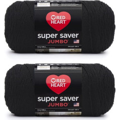 Red Heart Super Saver Jumbo dzija 2 iepakojumā - melna (2 gabali)