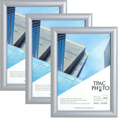 ThePhotoAlbumCo TPAC-SNAPA4S-3PK A4 (21 x 30 cm) akrila rāmīša priekšējā daļa (bez stikla), sudraba krāsā (3 gab.)