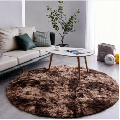 Zhouzekai Round, High-Pile Carpet, Living Room Rug, Fluffy, Shaggy, for Living Room, Bedroom, Bed Rug, Outdoor Carpet, Dark and Light Rug