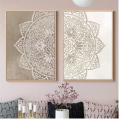 VTRXEG Mandala Pictures Beige Plakāti un mākslas darbi Iespieddarbi Sienas bildes Dzīvojamā istaba Modern Decoration Unframed (2 x 50 x 70 cm)