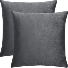 PiccoCasa Soft Velvet spilvenu pārvalki 16x16 collu Solid Dekoratīvie spilvenu pārvalki dīvānam Dīvāns Gulta Krēsls Krēsls Automašīnas sēdeklis Home Decor Grey Pack of 2