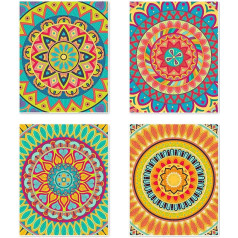 Berkin Arts Art Print Unframed Pictures Set of 4, Poster Size: 28 x 35 cm Premium Mandala Art Paper Wall Decoration Matching Teenager's Room Decoration Abstract Multicoloured Flower Room Decoration