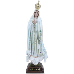 Ar rokām apgleznota Fatimas Dievmātes statuete no sveķu rezīna ar stikla acīm Augstums 27 cm