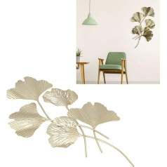 ciciglow Metal Tree Leaf Wall Decoration, 3D Ginkgo Leaves, Hanging Wall Sculpture, Decorative Metal Flower Art for Home, Living Room, Bathroom, Indoor and Outdoor Use