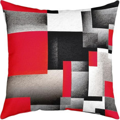 Loussiesd Red Grey Grey Black Buffalo Check Reversible Pillow Covers Kids Geometric Pillow Covers Home Decor for Geometry Square Pillow Covers Set of 4 Plaid Modern Abstract Art 16x16 Inch