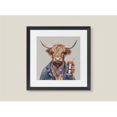 Designed By Lorna Akvareļu Highland govs ar Irn Bru Country Wall Art Print - ierāmēta bilde vai bez rāmja (12 