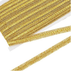 FINGERINSPIRE 18,3 m Metallischer Zopfbesatz 15 mm Breit Dunkles Goldrutengrün Gimpenbesatz Polyester Verzierung Spitzenbesatz DIY Nähband Für Selbstgemachte Partykleidung Vorhänge Kleiderdekor