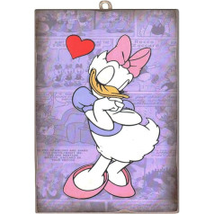 KUSTOM ART Vintage stila Disney rakstzīmes Daisy Duck Print on Wood 40 x 30 cm