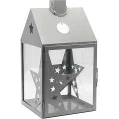 Dekovita 38 cm metāla laterna Stars Light House Dārza laterna ar stikla paneļiem Lantern House Dekoratīvā laterna