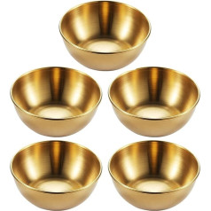 DOITOOL 5 nerūsējošā tērauda mērcējamo bļodu iepakojums Apaļas garšvielu bļodas Sushi Dip Bowl Saucers Bowl Mini uzkodu plate Spice Dish Saucer Plate Gold