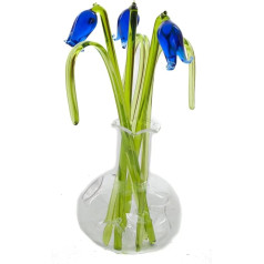 Schöne Glas-Ornament-Skulptur Blauglocken-Blumen vāzē