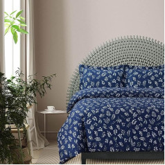 Azores Home Kokvilnas flaneļa flaneļa karalienes izmēra sega segu komplekts Oversized Wrinkle Resistant Soft Duvet Cover Set ietver vienu segu pārvalku un divus spilvendrānas 170 gsm Eva Floral Tumši zils